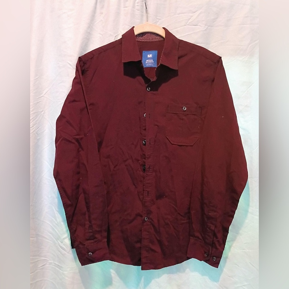 Michael Brandon Men's Shirt in Wine Red